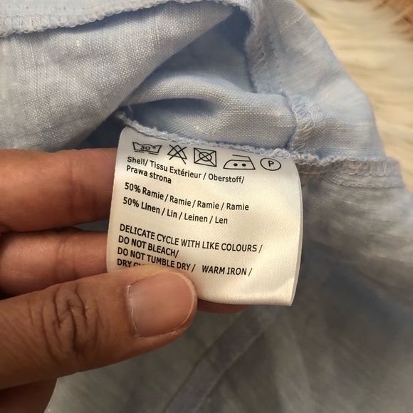 Malvin Hamburg Germany Linen Blend Pleated Sky Blue Halter Sun Dress S (6 US) - Picture 7 of 11